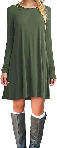 TOPONSKY Women's Casual Plain Simple Loose Flowy Short-Sleeve T-Shirt Dress in Saudi Arabia