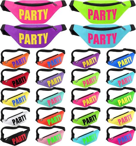 20 Pcs 80s Neon Party Fanny Pack Bulk Party Waist Bags Adjustable Crossbody Style Fanny Packs for Women Neon Accessories Waist Bag for Festival Travel Bachelorette Party Favors in Saudi Arabia