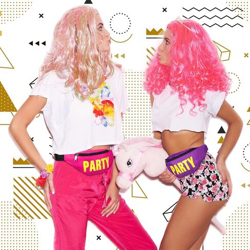 20 Pcs 80s Neon Party Fanny Pack Bulk Party Waist Bags Adjustable Crossbody Style Fanny Packs for Women Neon Accessories Waist Bag for Festival Travel Bachelorette Party Favors in Saudi Arabia