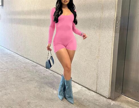 Hafailia Bodycon حللا للنساء مثير عارية الذراعين ثوب فضفاض بأكمام طويلة رقبة سكوب ملابس داخلية قطعة واحدة in Kuwait