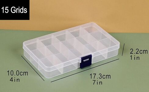 صناديق تنظيم المجوهرات من BOBDEFU للأقراط والمعلقات والخواتم ومطبخ المكياج، صندوق مجوهرات بلاستيكي شفاف مع صينية صغيرة قابلة للإزالة (15 شبكة، 4 عبوات) in Kuwait