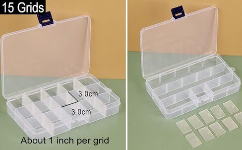 صناديق تنظيم المجوهرات من BOBDEFU للأقراط والمعلقات والخواتم ومطبخ المكياج، صندوق مجوهرات بلاستيكي شفاف مع صينية صغيرة قابلة للإزالة (15 شبكة، 4 عبوات) in Kuwait
