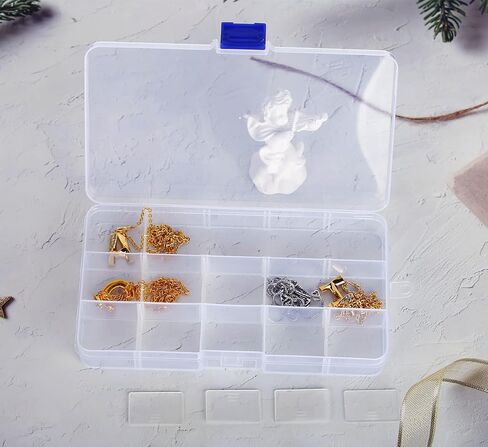 صناديق تنظيم المجوهرات من BOBDEFU للأقراط والمعلقات والخواتم ومطبخ المكياج، صندوق مجوهرات بلاستيكي شفاف مع صينية صغيرة قابلة للإزالة (15 شبكة، 4 عبوات) in Kuwait