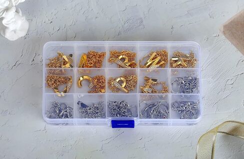 صناديق تنظيم المجوهرات من BOBDEFU للأقراط والمعلقات والخواتم ومطبخ المكياج، صندوق مجوهرات بلاستيكي شفاف مع صينية صغيرة قابلة للإزالة (15 شبكة، 4 عبوات) in Kuwait