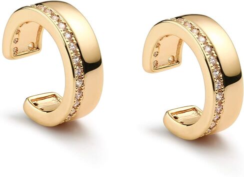 Valloey Rover 14K مطلية بالذهب واسعة الكفة القرط كليب على الغضروف أقراط Huggie الأذن الكفة أقراط الذهب للنساء in Kuwait