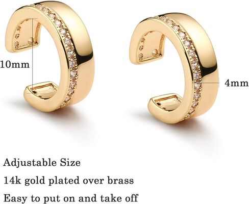 Valloey Rover 14K مطلية بالذهب واسعة الكفة القرط كليب على الغضروف أقراط Huggie الأذن الكفة أقراط الذهب للنساء in Kuwait