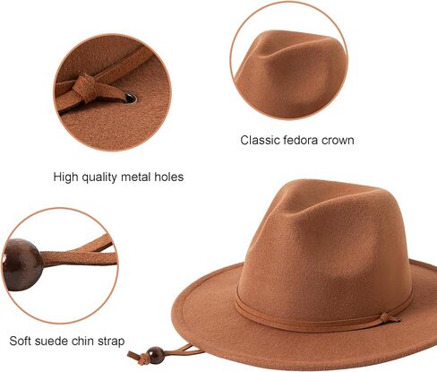Lanzom Women Lady Elegant Wide Brim Hat Warm Wool Fedora Hat in Kuwait