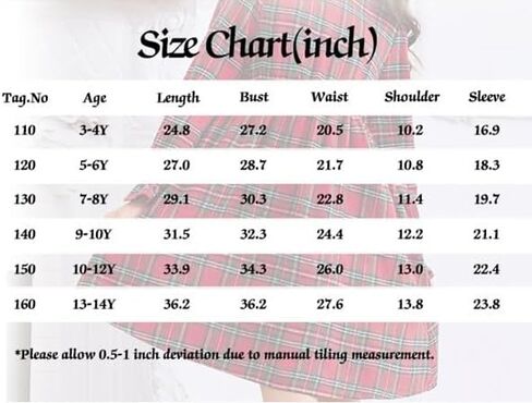 فساتين بناتي منقوشة بطباعة منقوشة للأطفال، فستان على شكل حرف A بياقة دائرية وأكمام مكشكشة من عمر 3 إلى 14 سنة in Kuwait