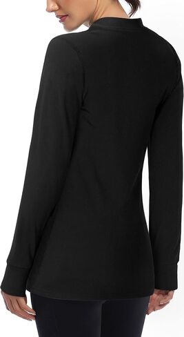 Fulbelle Womens Thermal Fleece Mock Neck Long Sleeve Running Shirts, Thumbholes Cold Weather Base Layer in Kuwait