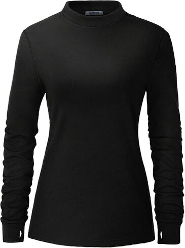 Fulbelle Womens Thermal Fleece Mock Neck Long Sleeve Running Shirts, Thumbholes Cold Weather Base Layer in Kuwait