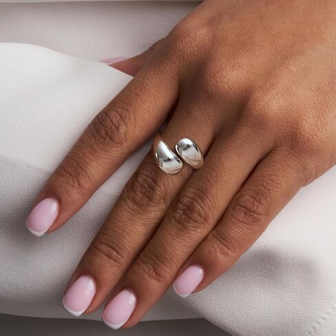 ريوسو خاتم فضي مكتنز للنساء من 6 قطع، خواتم ابهام عتيقة قابلة للتعديل، نحاس فضي، لؤلؤ صناعي, نحاس فضي, لؤلؤة اصطناعية in Kuwait