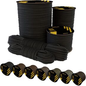 EdcX Paracord 4mm, 25+ Solid Colors (50ft, 100ft, 200ft, 400ft) | Ideal for Crafting, DIY, Camping, Survivial, Outdoor | 100% Nylon Rope 4mm| Tactical Cord 550 Type III (Black, 50ft) in Saudi Arabia