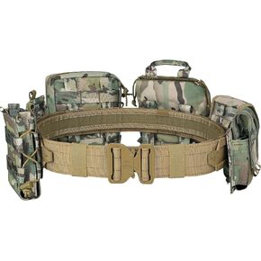 BOMTURN Battle Belt Tactical Men Duty Belts Law Enforcement 1.5" Nylon Military Utility Police Belt with Heavy Pouches 8pcs