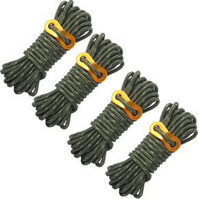 A Black rope Outdoor Guy Lines Tent Cords, AOPANDA with Aluminum Alloy Buckle for camping rope, Suitable for Camping, Outdoor Sports(4mm,13ft,4pack) in Kuwait