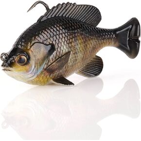 Savage Gear Pulse Tail Bluegill RTF Fishing Bait, 1 oz, Bluegill, Realistic Contours, Colors and Movement, Durable Construction, Heavy-Duty Fishing Hook, Built-in Rattle