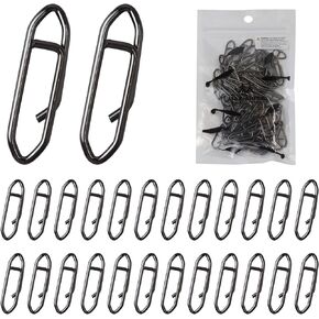 MAFIMOEA 60 Pack High Strength Fishing Snaps Fishing Power Clips Stainless Connector Snap Quick Change Clip Swivels Fishing Tackle for Freshwater Saltwater
