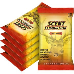 Timgle 6 Packs Scent Elimination Field Wipes 60 Count Scent Blocker Unscented Hunting Wipes for Deer Hunting Odor Cover Elimination Scent Control