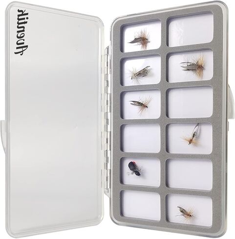 Aventik Fly Fishing Boxes Super Slim Transparent Design Magnetic Pad Compartments Tackle Foam Boxes 7.3X3.8X0.5inch in Saudi Arabia