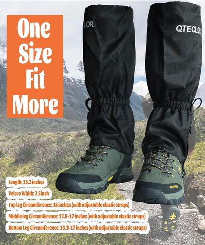 QTECLOR Men/Women Adjustable Leg Gaiters, Teen Adult Black/Blue/Green/Purple Snow Shoe Gaiters for Hiking, Snowshoeing,Walking and Hunting, Mountain Climbing Lightweight Boot Gaiters in Kuwait