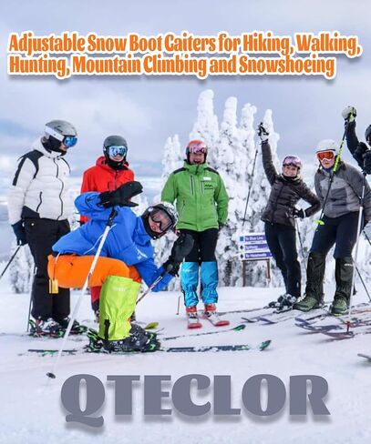 QTECLOR Men/Women Adjustable Leg Gaiters, Teen Adult Black/Blue/Green/Purple Snow Shoe Gaiters for Hiking, Snowshoeing,Walking and Hunting, Mountain Climbing Lightweight Boot Gaiters in Kuwait
