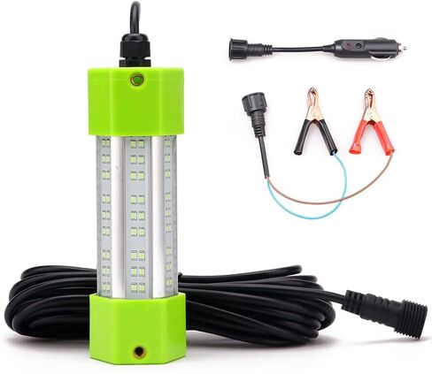 70W 130W DC 12V IP68 Waterproof Aluminum High Power Glowing Boat Fish Attractants Lure Green Submersible Fishing Lights LED Underwater For At Night Snook Crappie with Battery Clips Cigarette Charger Plug in Kuwait