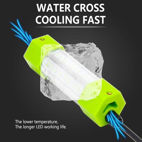 70W 130W DC 12V IP68 Waterproof Aluminum High Power Glowing Boat Fish Attractants Lure Green Submersible Fishing Lights LED Underwater For At Night Snook Crappie with Battery Clips Cigarette Charger Plug in Kuwait