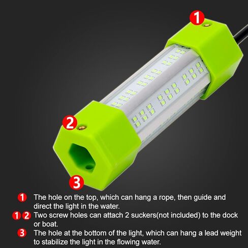 70W 130W DC 12V IP68 Waterproof Aluminum High Power Glowing Boat Fish Attractants Lure Green Submersible Fishing Lights LED Underwater For At Night Snook Crappie with Battery Clips Cigarette Charger Plug in Kuwait