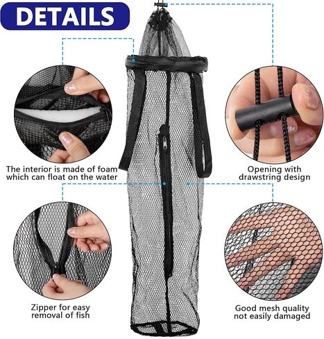 LFUTARI Ice Fishing Well - سلة محمولة لصيد الأسماك الجليدية - حقيبة شبكية خفيفة الوزن لصيد الأسماك الحية لقفص تخزين دلو الصيد in Kuwait