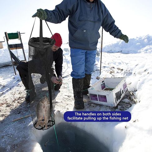 LFUTARI Ice Fishing Well - سلة محمولة لصيد الأسماك الجليدية - حقيبة شبكية خفيفة الوزن لصيد الأسماك الحية لقفص تخزين دلو الصيد in Kuwait