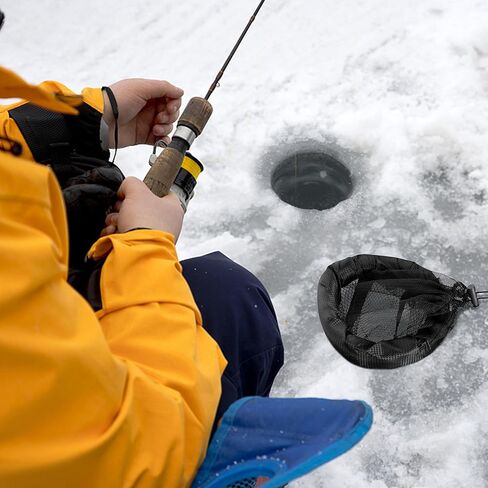 LFUTARI Ice Fishing Well - سلة محمولة لصيد الأسماك الجليدية - حقيبة شبكية خفيفة الوزن لصيد الأسماك الحية لقفص تخزين دلو الصيد in Kuwait