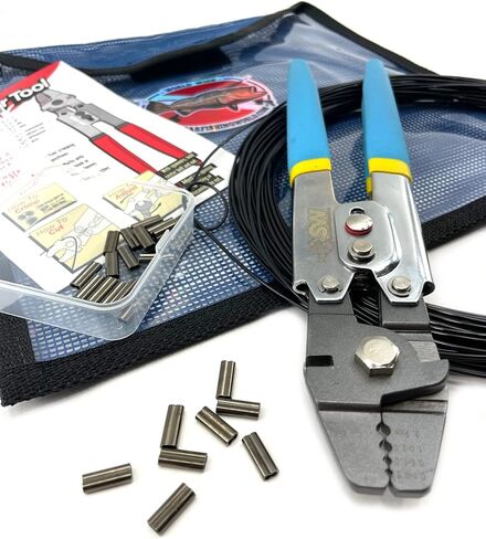 مجموعة معدات تزوير خيط الرمح الأحادية تتضمن اداة تجعيد وخط أحادي الشعيرات واكمام نحاسية مزدوجة لصيد الاسماك بالرمح والغوص الحر والغوص in Kuwait