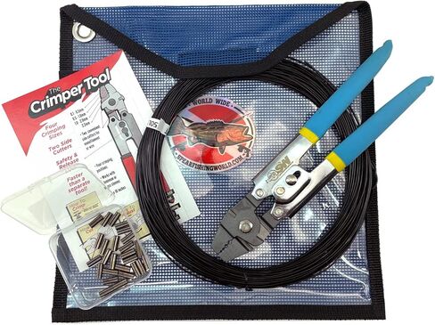 مجموعة معدات تزوير خيط الرمح الأحادية تتضمن اداة تجعيد وخط أحادي الشعيرات واكمام نحاسية مزدوجة لصيد الاسماك بالرمح والغوص الحر والغوص in Kuwait