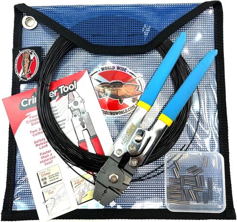 مجموعة معدات تزوير خيط الرمح الأحادية تتضمن اداة تجعيد وخط أحادي الشعيرات واكمام نحاسية مزدوجة لصيد الاسماك بالرمح والغوص الحر والغوص in Kuwait