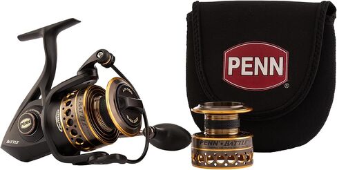 PENN Battle Spinning Reel Kit, Size 5000, Includes Reel Cover and Spare Anodized Aluminum Spool, Right/Left Handle Position, HT-100 Front Drag System in Kuwait