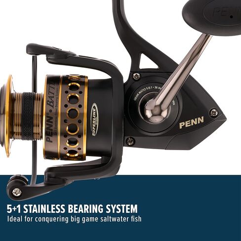 PENN Battle Spinning Reel Kit, Size 5000, Includes Reel Cover and Spare Anodized Aluminum Spool, Right/Left Handle Position, HT-100 Front Drag System in Kuwait