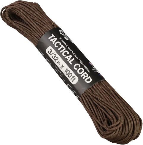 Atwood Rope MFG 275 Tactical Paracord 100 Feet 4-Strand Core Nylon Parachute Cord Outside Survival Gear Made in USA | Lanyards, Bracelets, Handle Wraps, Keychain (Black) in Kuwait