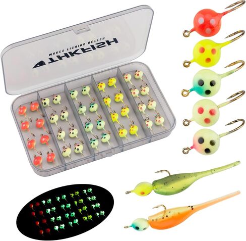 THKFISH Ice Fishing Jigs Ice Fishing Lures Ice Fishing Gear Ice Small Fishing Tackle Kit Crappie Panfish Jigs in Kuwait