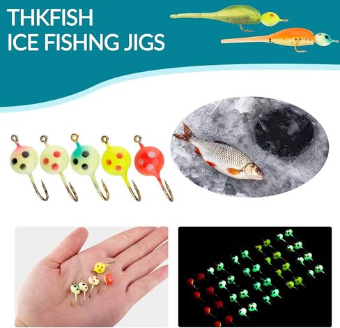 THKFISH Ice Fishing Jigs Ice Fishing Lures Ice Fishing Gear Ice Small Fishing Tackle Kit Crappie Panfish Jigs in Kuwait