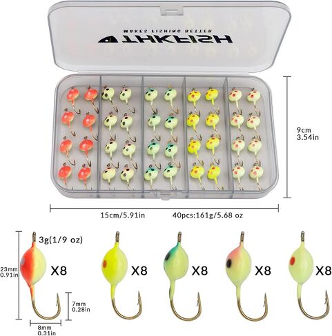 THKFISH Ice Fishing Jigs Ice Fishing Lures Ice Fishing Gear Ice Small Fishing Tackle Kit Crappie Panfish Jigs in Kuwait