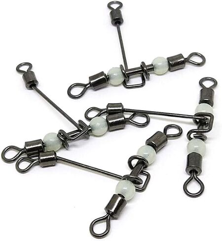 3 Way Swivels Fishing Heavy Duty Cross Line Three Way Swivels Fishing Tackle Saltwater Lumious Triple T Shape Barrel Rolling Swivels Pear Beads in Kuwait