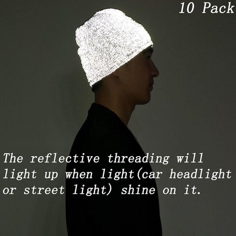 Reflective Beanie High Visibility Warm Winter Loop Knit Hat Cap in Saudi Arabia