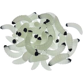 50pcs-1Inch Bass Fishing Worms Lures,Silicone Soft Maggot Baits Bread Worm Fishing Lure,5 Color in Kuwait