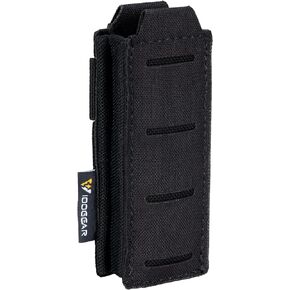 IDOGEAR Single Pistol Mag Pouch Elastic Molle Top Open Pouch for Glock M1911 92F 9mm .40 Magzines Flashlight Holster