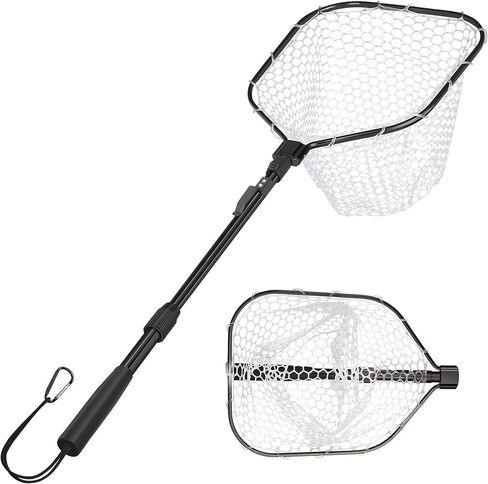 Bombrooster Fishing Net with Extending Telescoping Pole Handle, Durable Silicone Mesh Landing Net for Safe Fish Catching or Releasing in Saudi Arabia