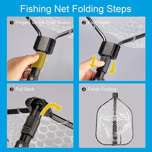 Bombrooster Fishing Net with Extending Telescoping Pole Handle, Durable Silicone Mesh Landing Net for Safe Fish Catching or Releasing in Saudi Arabia