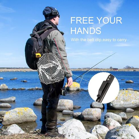 Bombrooster Fishing Net with Extending Telescoping Pole Handle, Durable Silicone Mesh Landing Net for Safe Fish Catching or Releasing in Saudi Arabia