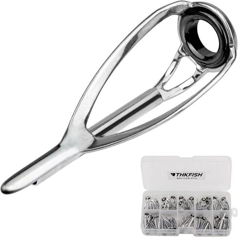 THKFISH 50pcs Replacement Fishing Rod Tip Repair Kit with Box 10 Sizes | Stainless Steel Fishing Pole Tip Repair Kit for Freshwater Saltwater Rods Fishing Rods with Ceramic Ring Guide in Kuwait