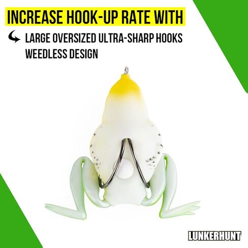 Lunkerhunt - Topwater Fishing Lures for Bass Trout Fishing | Combat Frog Lure for Big Fish | Award Winning Hollow Body Frog Fishing Bait with Weedless Hooks in Saudi Arabia