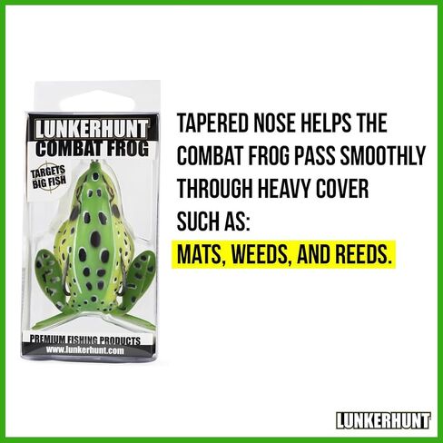 Lunkerhunt - Topwater Fishing Lures for Bass Trout Fishing | Combat Frog Lure for Big Fish | Award Winning Hollow Body Frog Fishing Bait with Weedless Hooks in Saudi Arabia