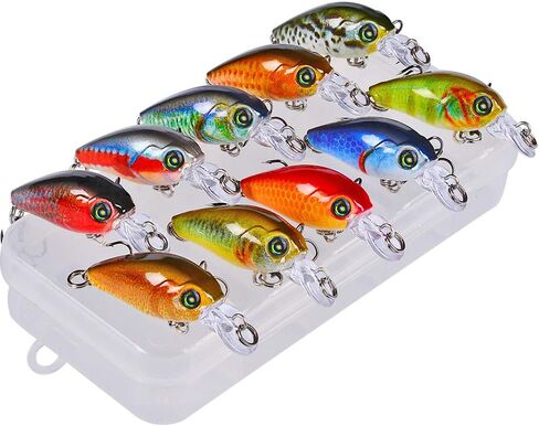 Mini Crankbait Fishing Lures Kits Swimbait Wobbler Hard Baits for Bass Trout Pike Freshwater and Saltwater 10pc-20pc/pack in Kuwait